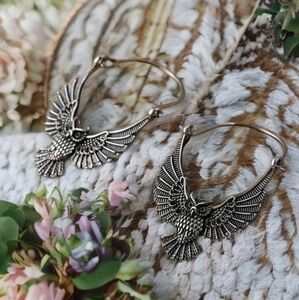 ANTHROPOLOGIE RUSTIC OWL EARRINGS